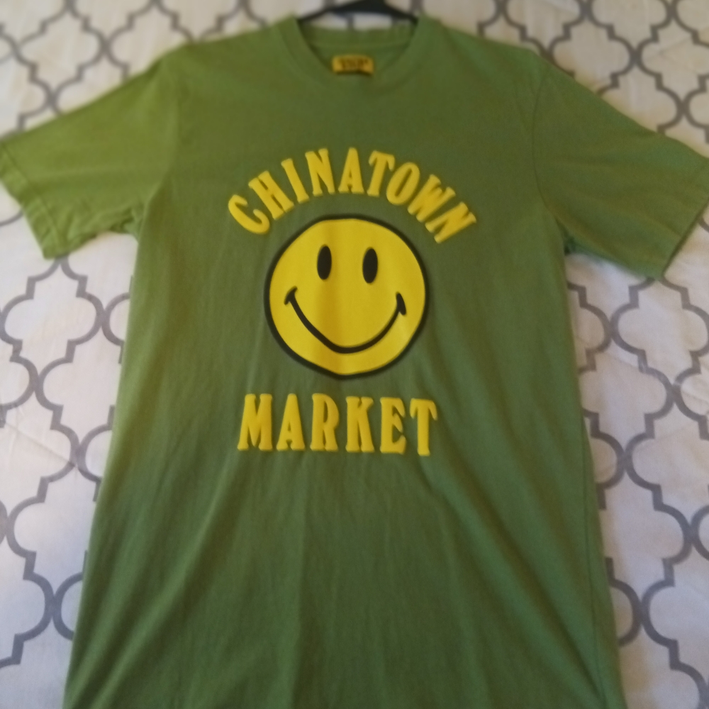 Chinatown Market Green T-Shirt with Yellow Smiley